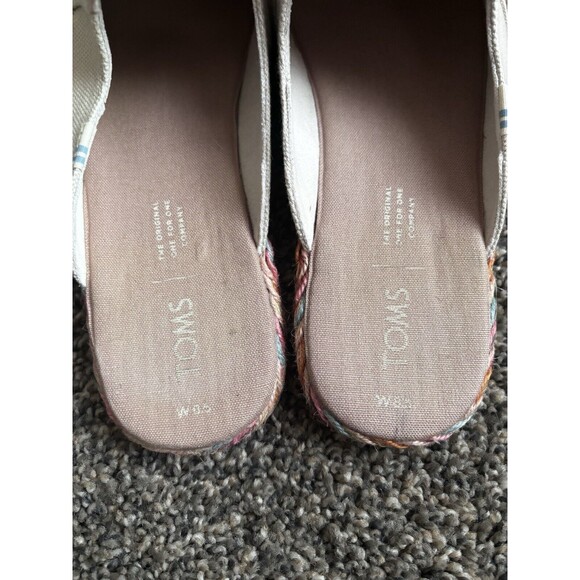Tom’s Canvas Slip-on Espadrilles Flats Tan Canvas With Colorful Trim Size 8.5 - Picture 4 of 7
